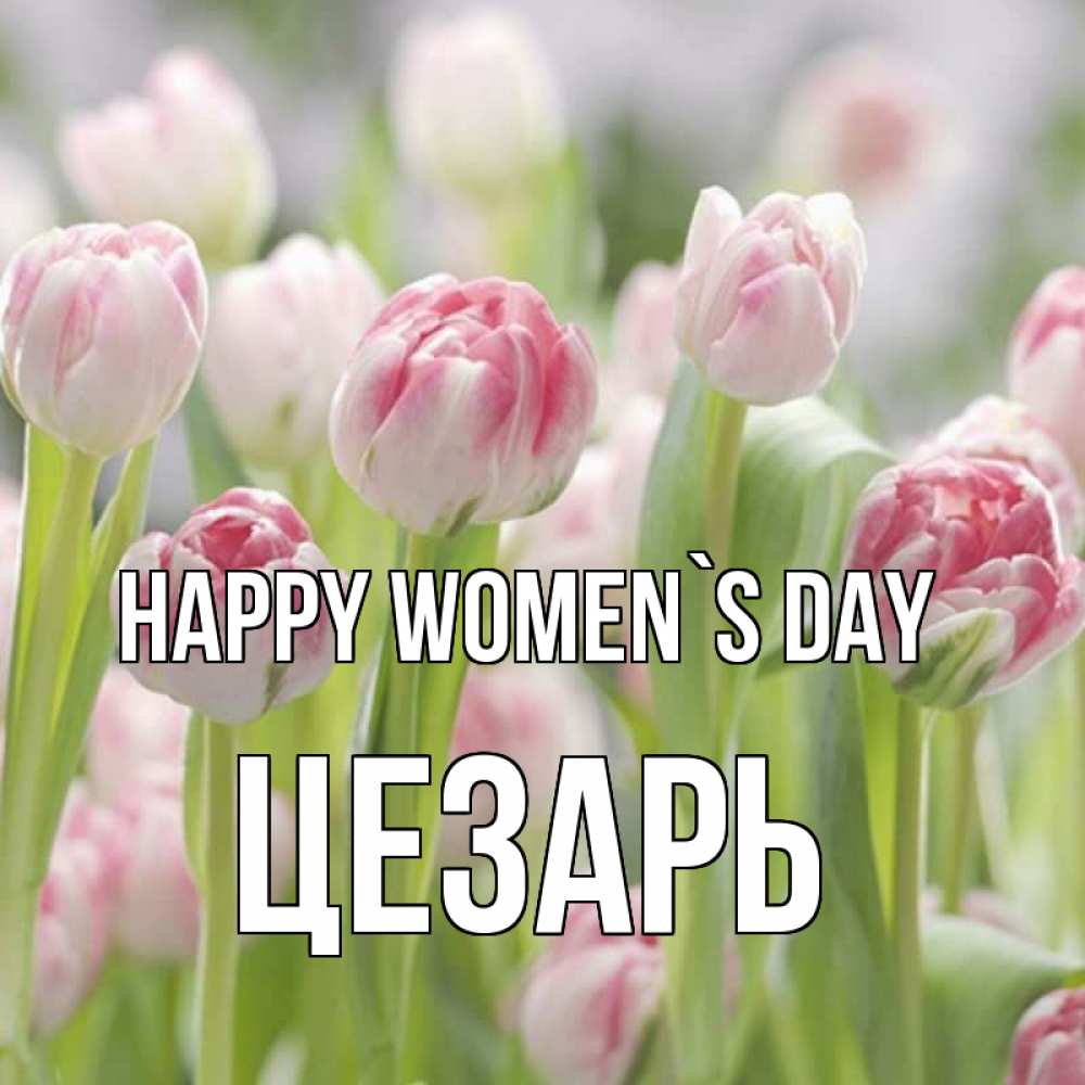 Greetings card с именем, Цезарь happy women`s day цветы Greetings with text for free download 